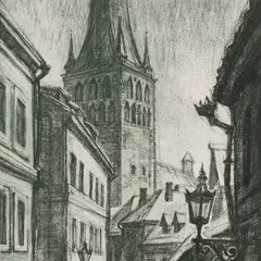 Hugo Mitt, Vanalinna tänav Olevistega, 1978, Pehmelakk