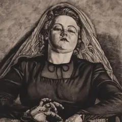 Eduard Wiiralt, Istuv daam, 1941, Mezzotinto