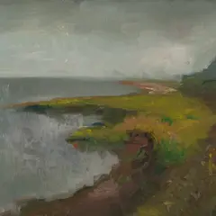 Sõrve rannavaade by Peeter Mudist, 1980ndad, Õli, papp, sold May 2022