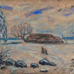 Ants Laikmaa, Talu lagedal, 1921, Pastell, paber (kleebitud papile)