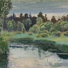 Elmar Kits, Oostriku jõgi, 1948, Tempera, guašš, paber