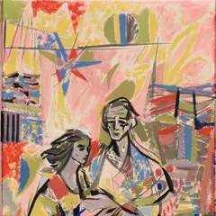 Endel Kõks, Naine ja mees, 1954, Guašš, paber