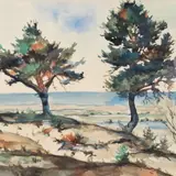 Juhan Nõmmik, Männid, 1939, Akvarell