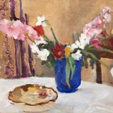 Linda Kits-Mägi, Lillevaas laual, 1950ndad, Õli, lõuend