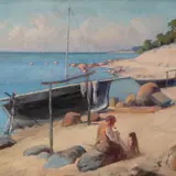 George Sepp, Rannavaade kaluriga, 1951, Õli, lõuend