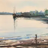 Aleksander Pilar, Sadamas, 1956, Akvarell