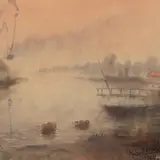 Nigul Espe, Õhtu kanalil, 1964, Akvarell