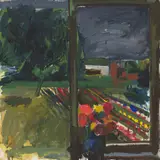Enno Hallek, Põlluvaade äikeselise ilmaga, 1960, Õli, lõuend