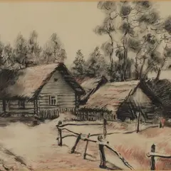 Elmar Leppik, Talu Petserimaal, 1938, Süsi, sangviin, paber