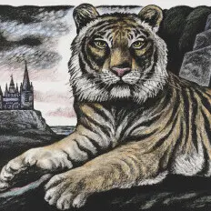 Jüri Arrak, Tiiger, 1995 - 2020, Koloreeritud siiditrükk