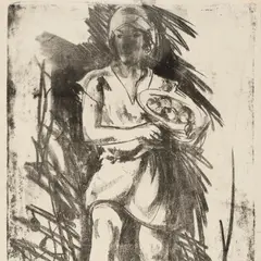 Andrus Johani, Tütarlaps puuviljavaagnaga, 1928, Litograafia