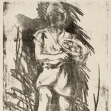 Andrus Johani, Tütarlaps puuviljavaagnaga, 1928, Litograafia