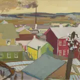 Heldur Viires, Vaade Karlovast Emajõe luhale, 1963, Guašš, paber
