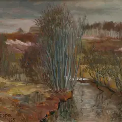Nigul Espe, Jõeäärne maastik, 1945, Õli, vineer