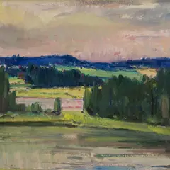 Johannes Uiga, Lõuna-Eesti vaade, 1950ndad, Õli, papp