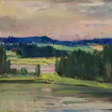 Johannes Uiga, Lõuna-Eesti vaade, 1950ndad, Õli, papp
