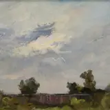 Eduard Kutsar, Maastik taevaga, 1968, Õli, papp