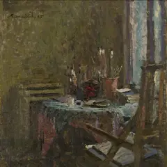 Elmar Kits, Ateljees, 1965, Õli, lõuend
