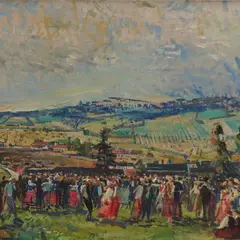 Elmar Kits, Rahvapidu Suur-Taevaskojas, 1959, Õli, lõuend