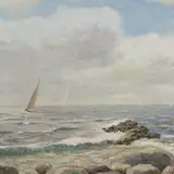 Nigul Espe, Purjekad merel, 1955, Õli, papp