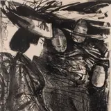 Evald Okas, Jaapanlanna maskidega, 1965, Litograafia