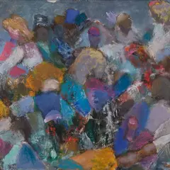 Ihamaru/Mahtra pidu by Alo Hoidre, 1991, Õli, vineer, sold May 2021