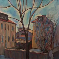 Mats Õun, Kalamaja Kalevi tänava vaade, 1986 - 1993, Õli, papp