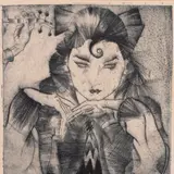 Eduard Wiiralt, Daam kohvikus, 1922, Kuivnõel, rulett