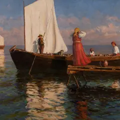 Oskar Obst, Paadisillal, 1919, Õli, lõuend