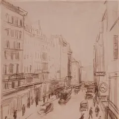 Andrus Johani, Pariisi tänav, 1937, Sangviin, paber