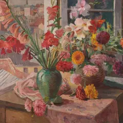 Kristjan Teder, Lilled aknal, 1946, õli, lõuend