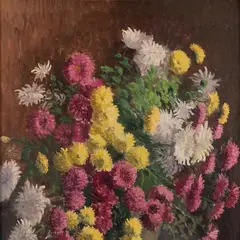 Kristjan Teder, Krüsanteemid, 1948, Õli, lõuend