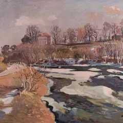 Richard Uutmaa, Kevadmaastik, 1958, Õli, lõuend