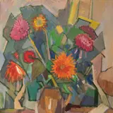 Artur Lokk, Lillevaas, 1966, Guašš, tempera, kartong