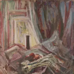 Alfred Kongo, Natüürmort sibulatega, 1986, Tempera, lõuend