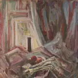 Alfred Kongo, Natüürmort sibulatega, 1986, Tempera, lõuend