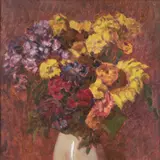 Paul Burman, Natüürmort lillede ja õuntega, 1920ndad, Õli, vineer