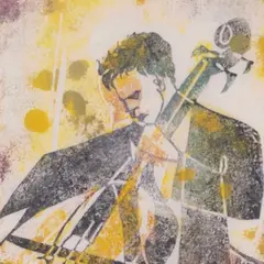 Johann Naha, Tšellist, 1954, Linoollõige, monoprint
