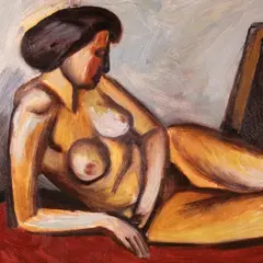 Raivo Korstnik, Ateljees, 1964, Õli, papp