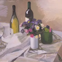 Olev Subbi, Väikesed astrid, 1999, Akrüül, pastell, masoniit