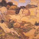 Paul Burman, Naised hobustega, 1920ndad, Akvarell, guašš, papp