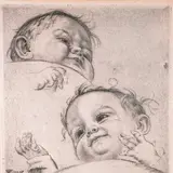 Lapsed by Eduard Wiiralt, 1937, Linoolsügavtrükk, sold May 2020