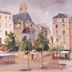 Andrus Johani, Pariisi vaade, 1937, Akvarell, guašš, paber