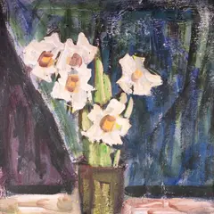 Alfred Kongo, Nartsissid, 1975, Tempera, kartong