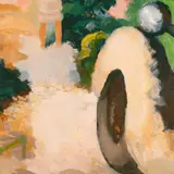 Olev Subbi, Õu vana autoga, 1979, Õli, tempera, masoniit