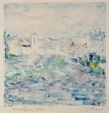 Jaan Grünberg, Vaade Pariisi lähistel, 1938, Monotüüpia