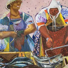 Karin Luts, Kalanaised, 1949, Õli, lõuend