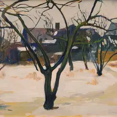 Peet Aren, Õunapuud talvel, 1912, tempera, papp