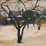 Peet Aren, Õunapuud talvel, 1912, tempera, papp