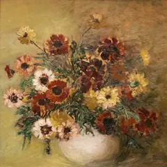 Ann Audova, Lilled valges vaasis, 1943, õli, vineer